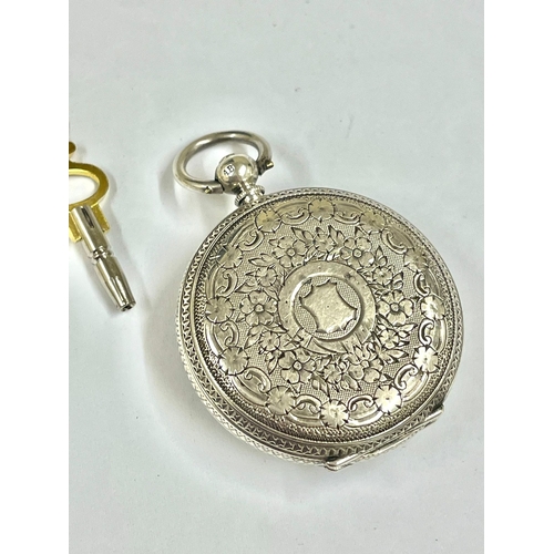 368 - An Antique silver ladies suffragette pocket watch , voted for women Working. Few marks on the crysta... 