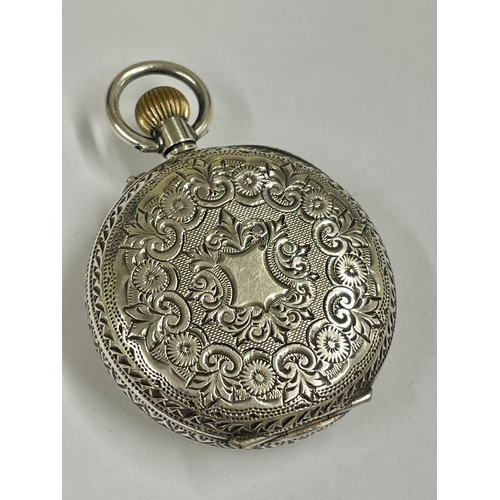 416 - An Antique ladies silver pocket watch , as found .