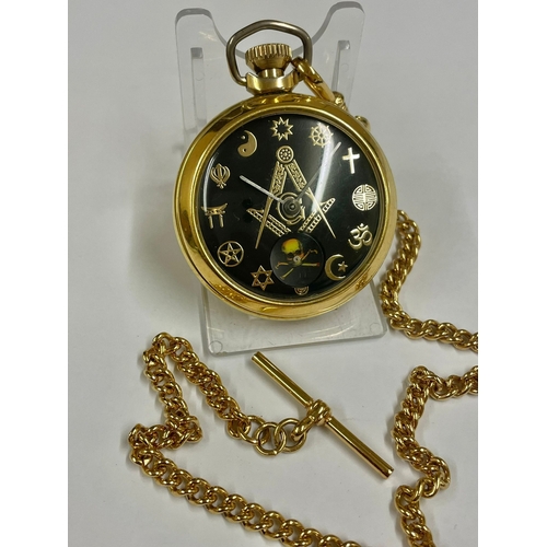 639 - A Vintage gents Masonic automaton pocket watch , skull rotates as watch ticks, in Working order .