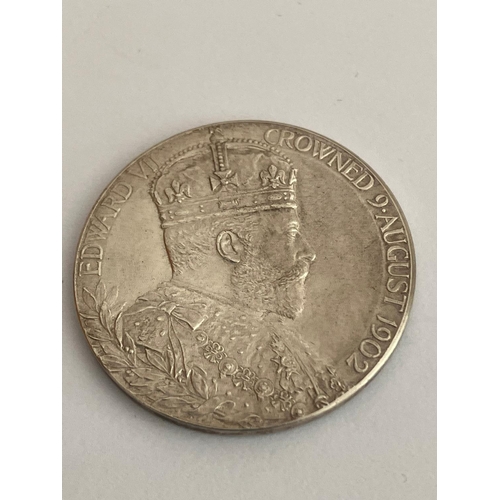 406 - 1902 SILVER CORONATION MEDAL with profiles of KING EDWARD VII and QUEEN ALEXANDRA. Complete  with or... 