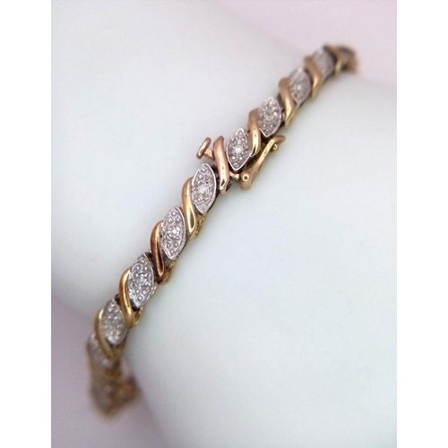 116 - A 9K YELLOW GOLD DIAMOND SET BRACELET 6.9G, 20CM LENGTH.

ref: SC 2017