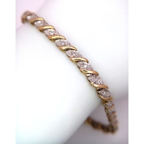 116 - A 9K YELLOW GOLD DIAMOND SET BRACELET 6.9G, 20CM LENGTH.

ref: SC 2017