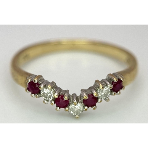 502 - A 9K YELLOW GOLD DIAMOND & RUBY RING 0.10CT, 1.8G , SIZE O.

ref: SC 2001