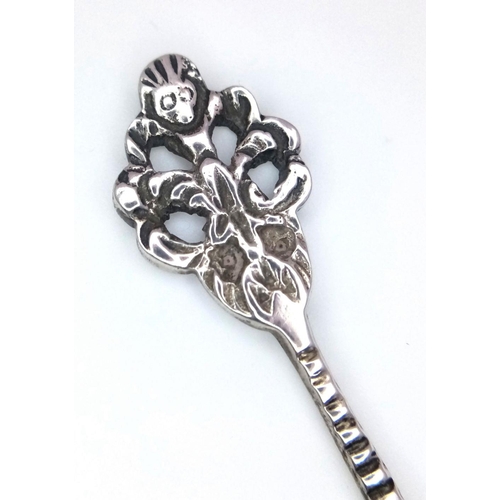 504 - Rare Antique SILVER CADDY SPOON by Stokes and Ireland of Chester circa 1900. Interesting BOWL with F... 