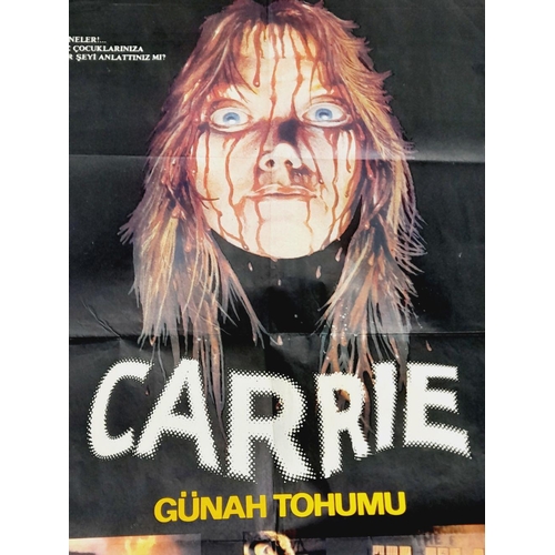 621 - A PREVIOUSLY BANNED IN THE UK, CARRIE MOVIE POSTER - ORIGINAL VINTAGE RARE TURKISH CINEMA RELEASE. M... 