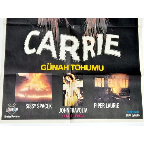 621 - A PREVIOUSLY BANNED IN THE UK, CARRIE MOVIE POSTER - ORIGINAL VINTAGE RARE TURKISH CINEMA RELEASE. M... 