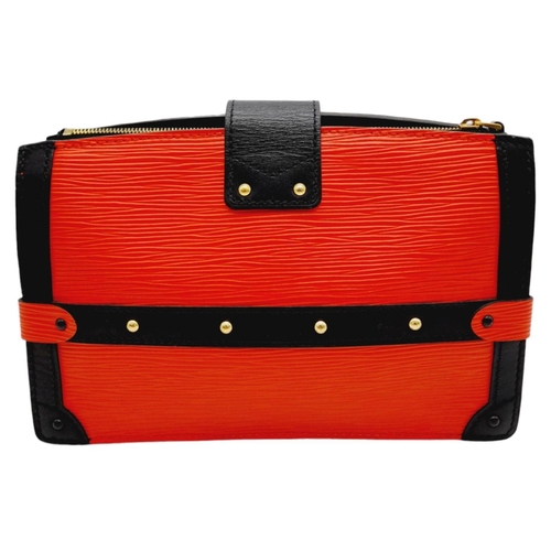 106 - A Louis Vuitton Epi Trunk Clutch Shoulder Bag. Red Epi Leather exterior, featuring black leather cor... 