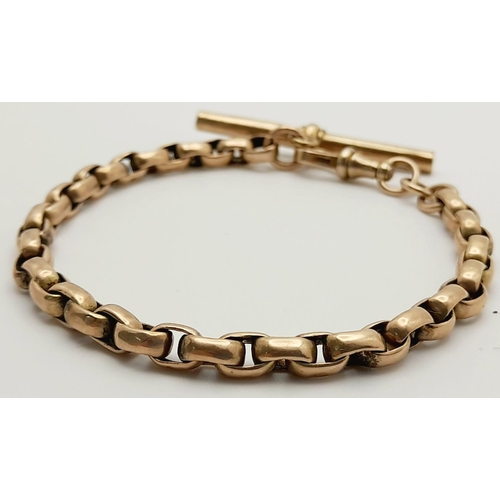 205 - A Vintage 9K Yellow Gold Albert Watch Chain. 21cm. 17.5g weight.