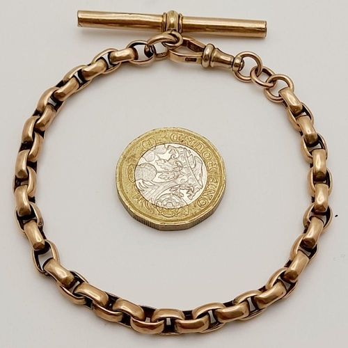 205 - A Vintage 9K Yellow Gold Albert Watch Chain. 21cm. 17.5g weight.