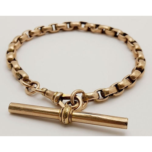 205 - A Vintage 9K Yellow Gold Albert Watch Chain. 21cm. 17.5g weight.