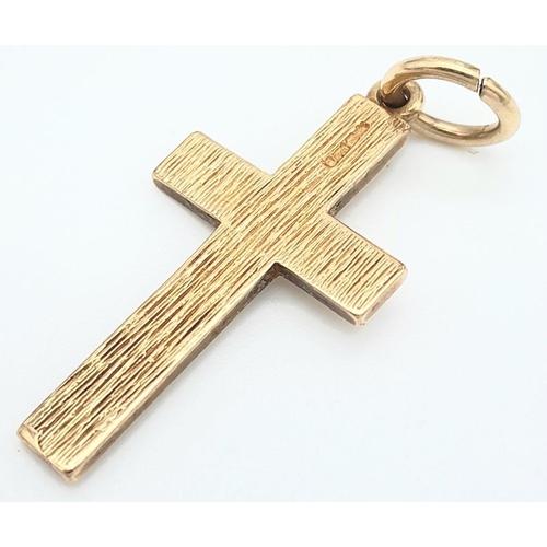 247 - A Vintage 9K Yellow Gold Cross Pendant. 4 x 2cm. 4.27g.