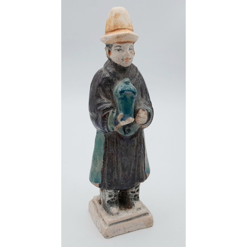 260 - An Ancient Ming Glazed Terracotta Tomb Attendant! Ming dynasty 1368-1644 appox. Modelled standing wi... 