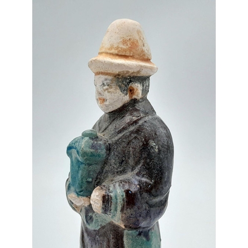 260 - An Ancient Ming Glazed Terracotta Tomb Attendant! Ming dynasty 1368-1644 appox. Modelled standing wi... 