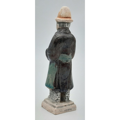 260 - An Ancient Ming Glazed Terracotta Tomb Attendant! Ming dynasty 1368-1644 appox. Modelled standing wi... 