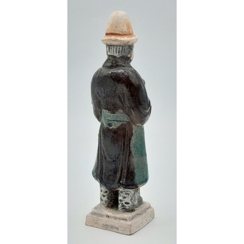 260 - An Ancient Ming Glazed Terracotta Tomb Attendant! Ming dynasty 1368-1644 appox. Modelled standing wi... 