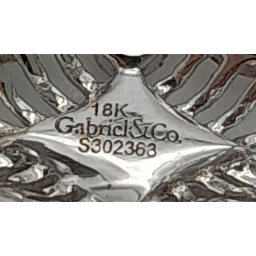 295 - An 18K White Gold and Diamond Gabriel and Co. Designed Pendant on a 9K white gold necklace. An art d... 