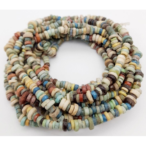 358 - Three Ancient Multi Strand Mummy Bead Necklaces. 664-525 BC. All have been restrung composing of mul... 