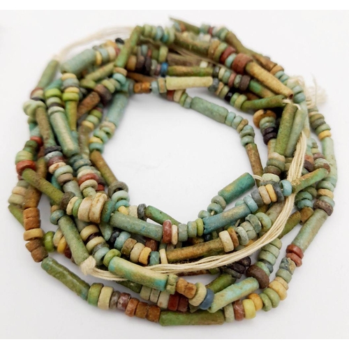 358 - Three Ancient Multi Strand Mummy Bead Necklaces. 664-525 BC. All have been restrung composing of mul... 