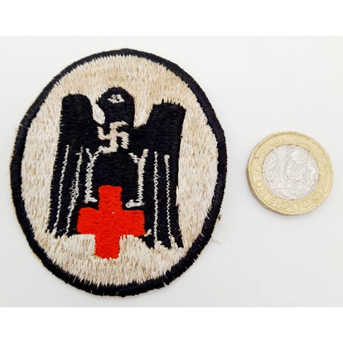 619 - WW2 German DRK (Red Cross) Sports Vest Patch. Most likely locally made.