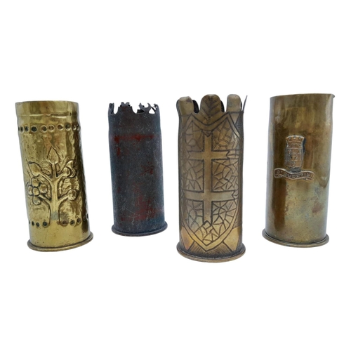 492 - 4 x INERT Trench Art WW1 37mm Hotchkiss (Pom Pom) Shell Cases. UK Mainland Shipping Only