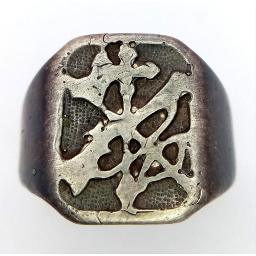 447 - Spanish Civil War Silver Ring. Engraved inside “W G ESPANA 1938/1939 UK Size”S” US Size 9.5