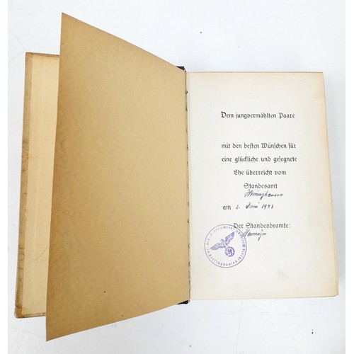 461 - 3rd Reich Wedding Edition of Mein Kampf in a wooden chest “Our Wedding Day 2nd June 1943 Heil Hitler... 