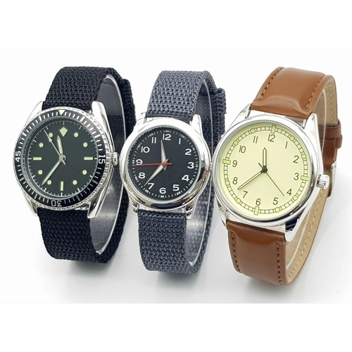 1349 - A Parcel of Three Military Design Design Watches, Comprising: 1) 1950’s French Foreign Legion Watch,... 