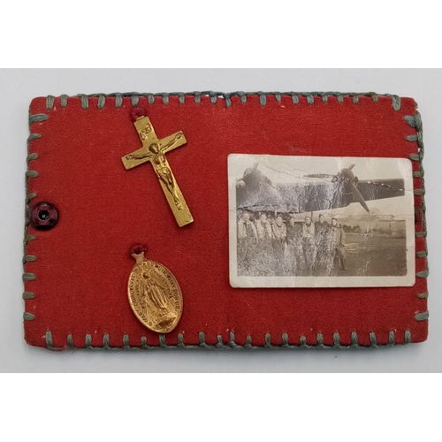 1357 - A WW2 Lancaster Crewman’s Personal Lucky Talisman. Contained in a Home-Made Wallet are the former ow... 