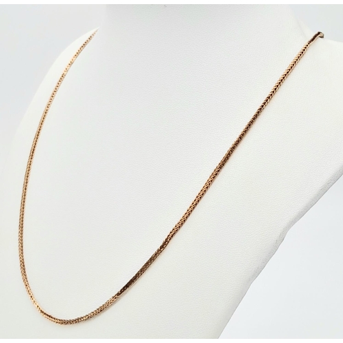 191 - A Vintage 9K Yellow Gold Foxtail Link Necklace. 48cm length. 
5.72g weight.