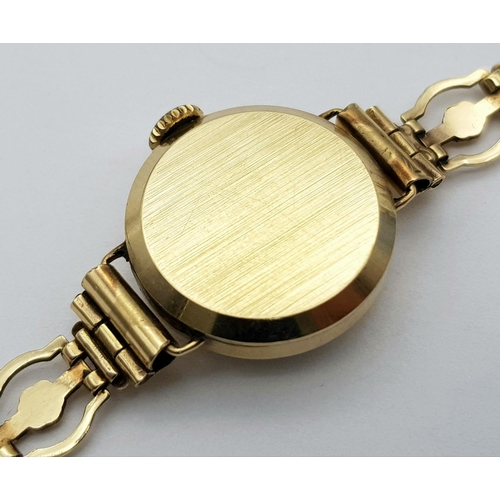 198 - A Vintage 9K Yellow Gold Mechanical Accurist Ladies Watch. 
9K gold bracelet and case. Works but bec... 