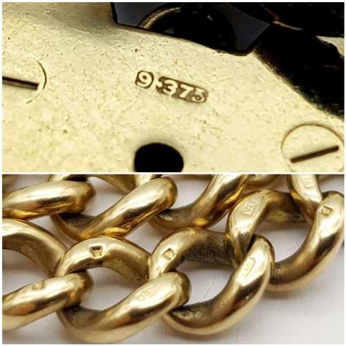 30 - A Vintage 9K Yellow Gold Curb Link Bracelet with Heart Clasp. Multiple hallmarks. 18cm. 24.6g