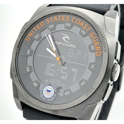 325 - Limited Edition US Coastguard Surf/Divers Watch by Rip Curl. 45mm Case. Full Working Order. Stainles... 