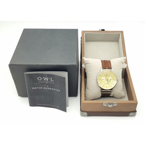 346 - Men’s Quartz Chronometer Watch by O.W.L (O.W.L Are British Designer Watches). Case Size 40mm. Comes ... 