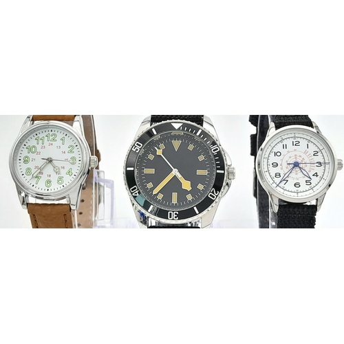 493 - A Parcel of Three Military Design Watches Comprising; 1) United States Airman’s Watch. (30mm Case), ... 