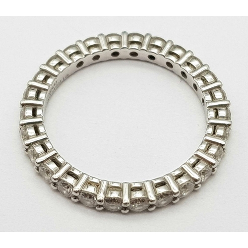 18 - A Tiffany and Co. 950 Platinum and Diamond Full Eternity Ring. Size I 1/2. 2.6g total weigh. Comes w... 