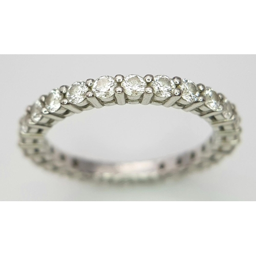 18 - A Tiffany and Co. 950 Platinum and Diamond Full Eternity Ring. Size I 1/2. 2.6g total weigh. Comes w... 