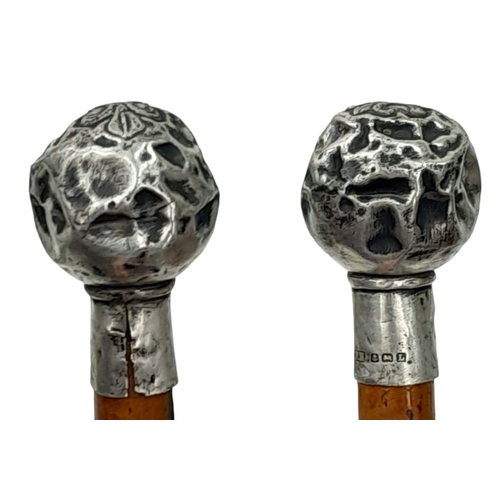 535 - A 1935 Birmingham Hallmarked Silver ‘Fleur du Lys’ Design Cap & Ferrule Cane Swagger Stick. 70cm Len... 