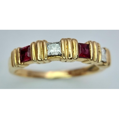 222 - 18K YELLOW GOLD DIAMOND & RUBY BAND RING 0.30CT 3.3G SIZE L

ref: PERS 3011