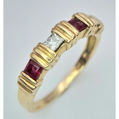 222 - 18K YELLOW GOLD DIAMOND & RUBY BAND RING 0.30CT 3.3G SIZE L

ref: PERS 3011