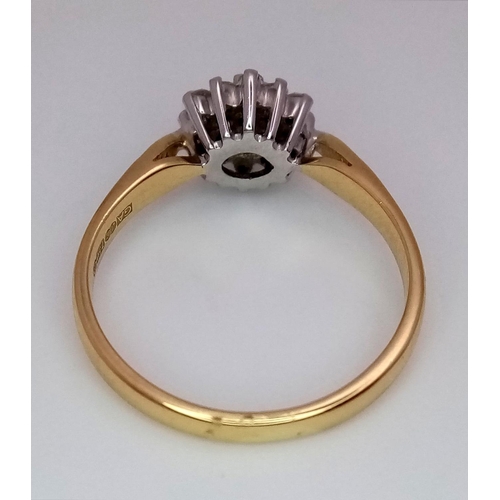 382 - 18K Yellow gold Diamond Cluster Ring, 0.25ct diamond, 3.2g total weight, size N

ref: 3161H