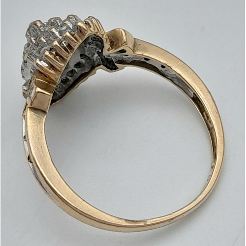 383 - 9K YELLOW GOLD DIAMOND SET FANCY CLUSTER RING 0.50CT 3.4G SIZE R

ref: SC 3029