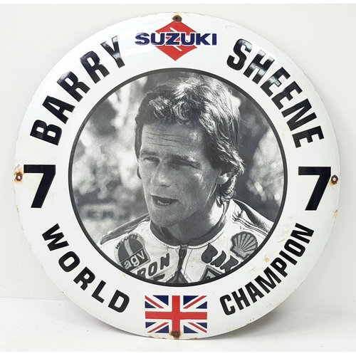 167 - A Vintage Suzuki Barry Sheen 'World Champion' Circular Sign. Sheen won back to back 500cc world cham... 