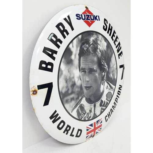 167 - A Vintage Suzuki Barry Sheen 'World Champion' Circular Sign. Sheen won back to back 500cc world cham... 