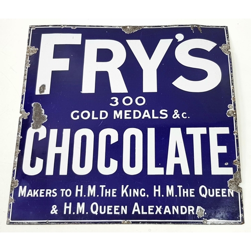 174 - A Vintage Fry's 300 Gold Medals Blue and White Enamel on Metal Large Sign. Made by Chromo of Wolverh... 