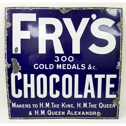 174 - A Vintage Fry's 300 Gold Medals Blue and White Enamel on Metal Large Sign. Made by Chromo of Wolverh... 