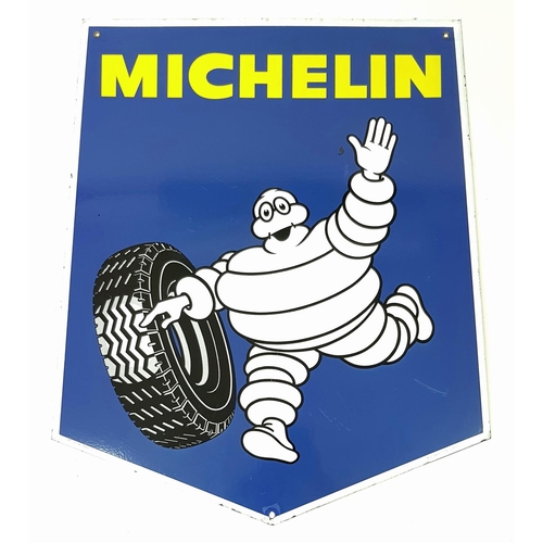 195 - A Vintage Double-Sided Blue, White and Yellow Enamel Michelin Tyre Sign. In very good condition but ... 
