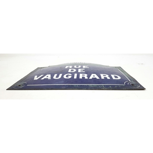 244 - A Vintage Green and Blue Enamel Parisian Street Sign - 15, Rue de Vaugirard, the longest street insi... 