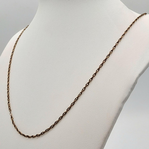 275 - A Vintage 9K Yellow Gold Prince of Wales Link Necklace. 48cm. 2.84g