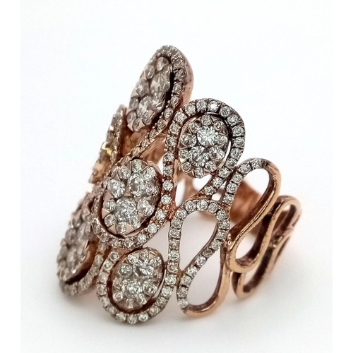 12 - 18K ROSE GOLD ( TESTED ) DIAMOND SET FANCY RING APROX 2.80CT 12.7G SIZE P

ref: PERS 3015
