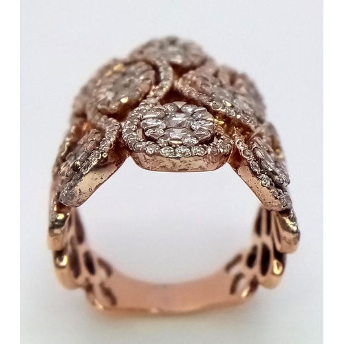 12 - 18K ROSE GOLD ( TESTED ) DIAMOND SET FANCY RING APROX 2.80CT 12.7G SIZE P

ref: PERS 3015
